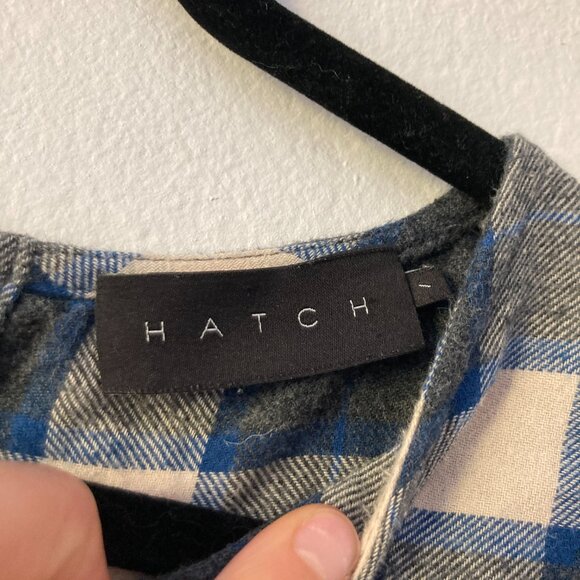 HATCH Plaid Long Sleeve Button Back Top Flannel Bell Sleeve Gray Size 1 (2-4) - Picture 7 of 9